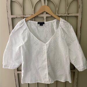Sanctuary Fallen Blooms Linen Blouse In White Size M